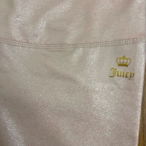 NEW Juicy Couture Sport Pearl Foil Leggings Pink Shimmer Barbiecore Small - Picture 3 of 4